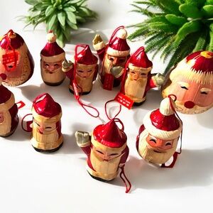 Festive 10  Santa Claus NWT Ornaments Handmade Hand Painted
